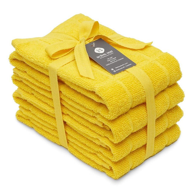 Mellow Buff 100% Cotton Terry Dish Towels, 4 Pack Plain, 16 x26 Inches, Super Soft and Absorbent Kitchen Towels, Perfect for Kitchen Cleaning and Dish Washing | Yellow