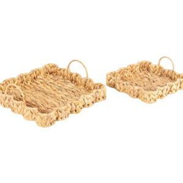 Household Essentials Woven Scalloped Square Trays, Set of 2