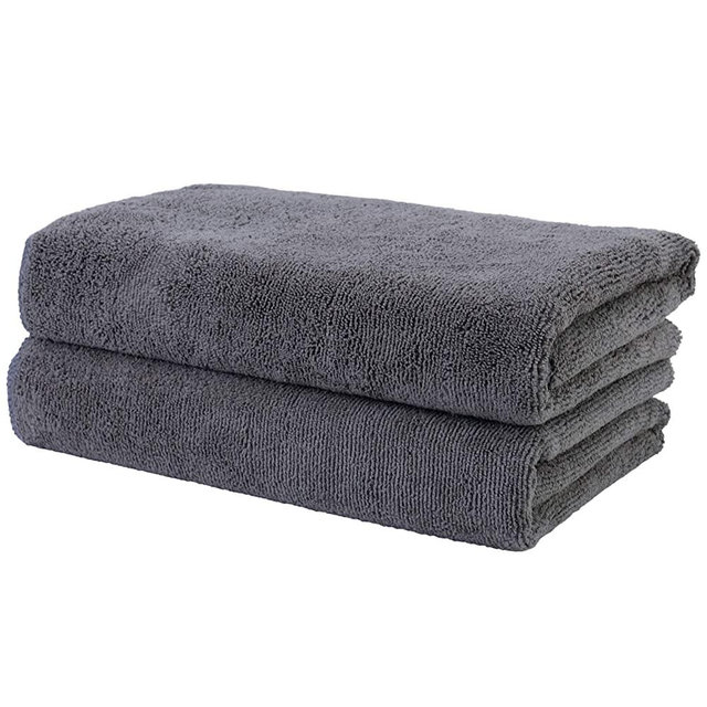 Polyte Professional Quick Dry Lint Free Microfiber Hair Drying Salon Towel, 20 x 40 in, 2 Pack (Dark Gray)