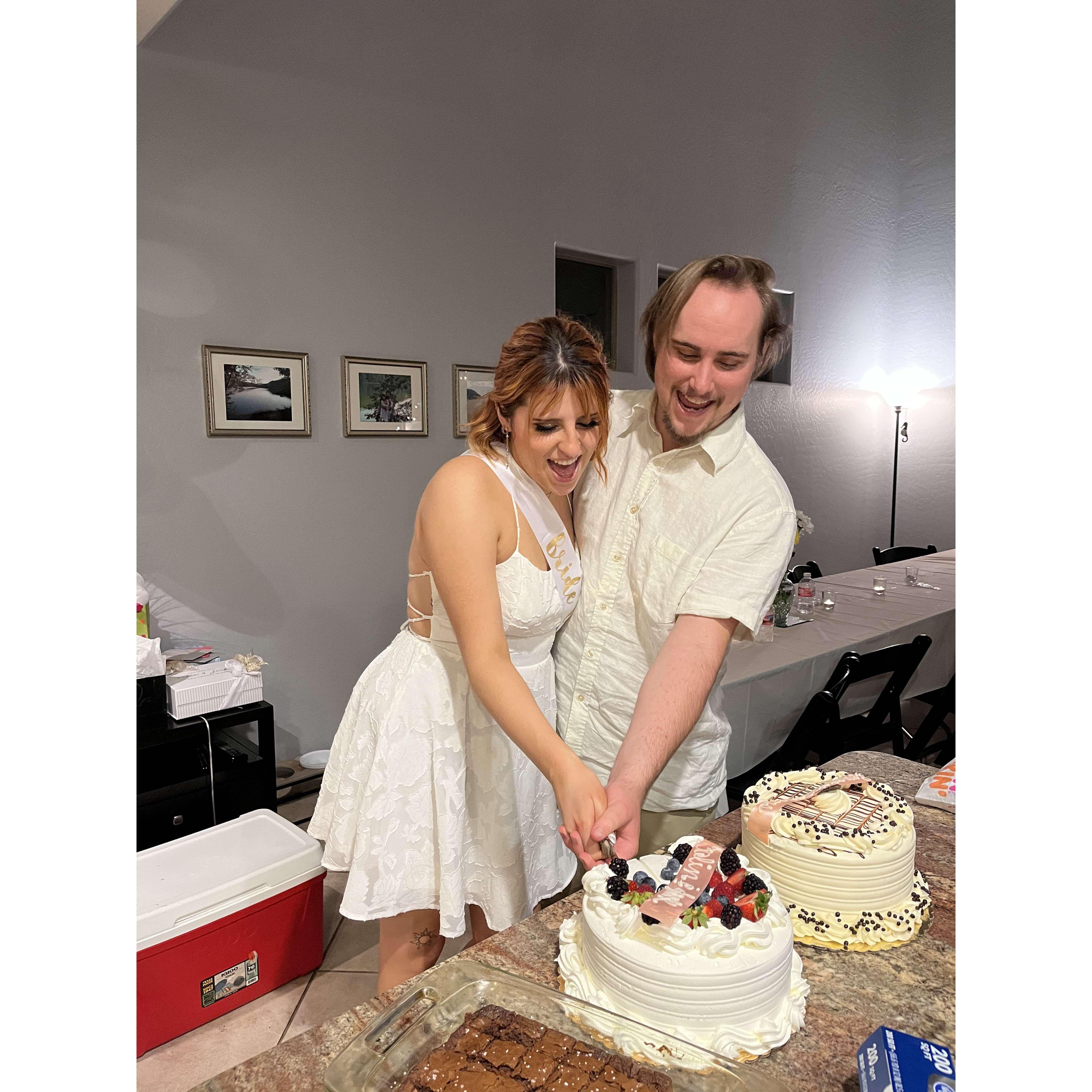 Eileen said "Incase you elope I need a cake cutting photo"