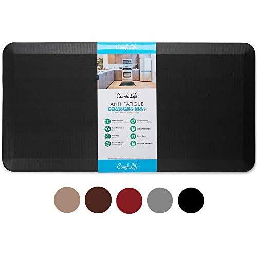 ComfiLife Anti Fatigue Floor Mat - 3/4 Inch Thick Perfect Kitchen Mat, Standing Desk Mat - Comfort at Home, Office, Garage - Durable - Stain Resistant - Non-Slip Bottom - Black, 20x39 Inch
