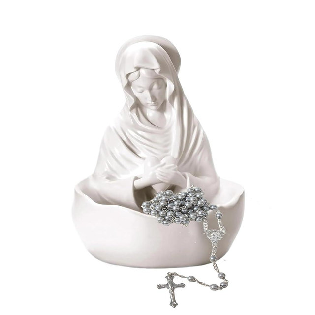 Liisaho Our Lady of Grace Statue Virgin Mary Keepsake Rosary Holder,Catholic Gifts for Women Religious Home Decor, Blessed Mother Statues, Resin Relic (5 inches)