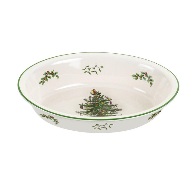 Spode Christmas Tree Oval Rim Dish - 12.5 Inch