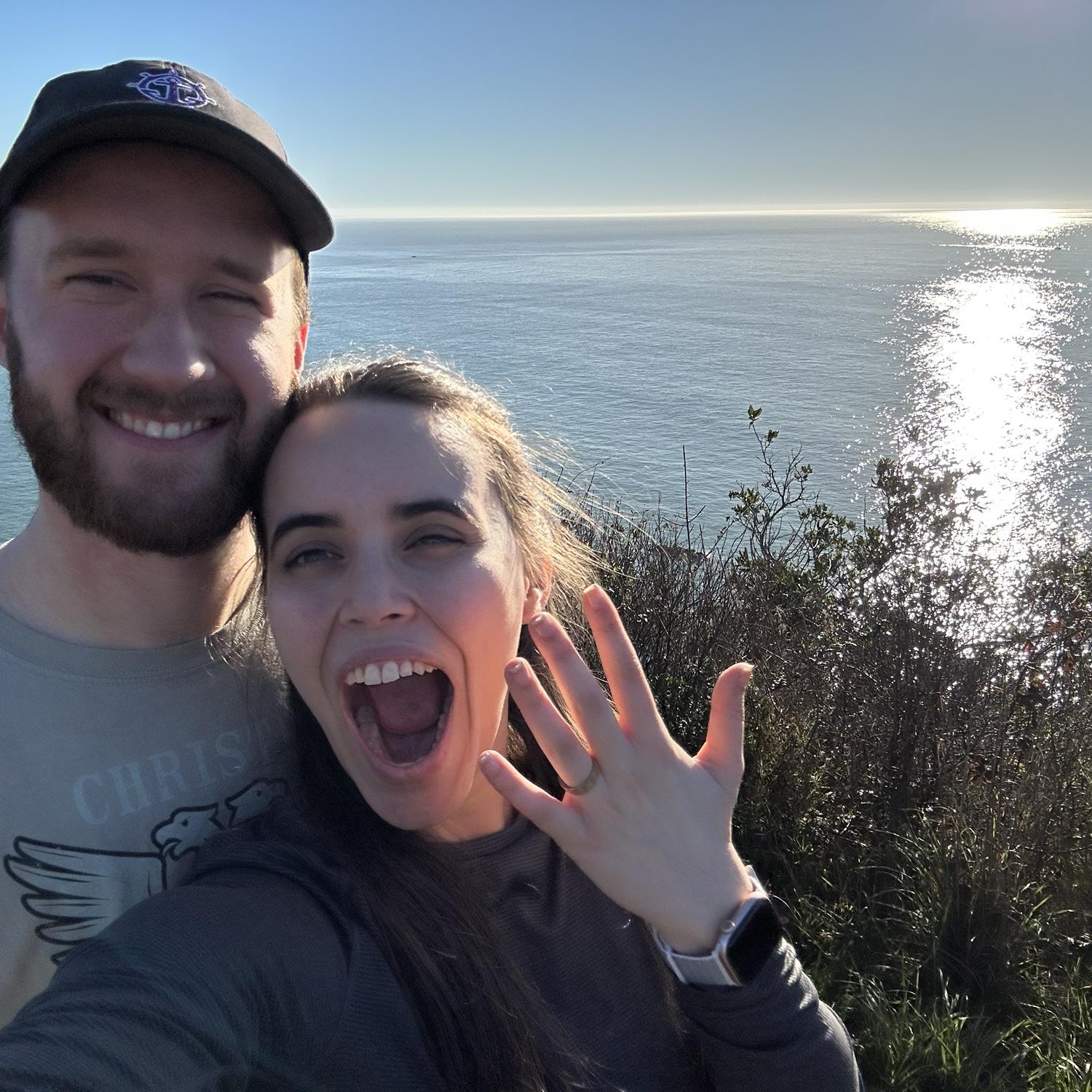 01-16-26: The YES day! Zac surprised me on the first day of our Redwoods road trip. We had the whole lookout to ourselves on a surprisingly sunny January day 🥰