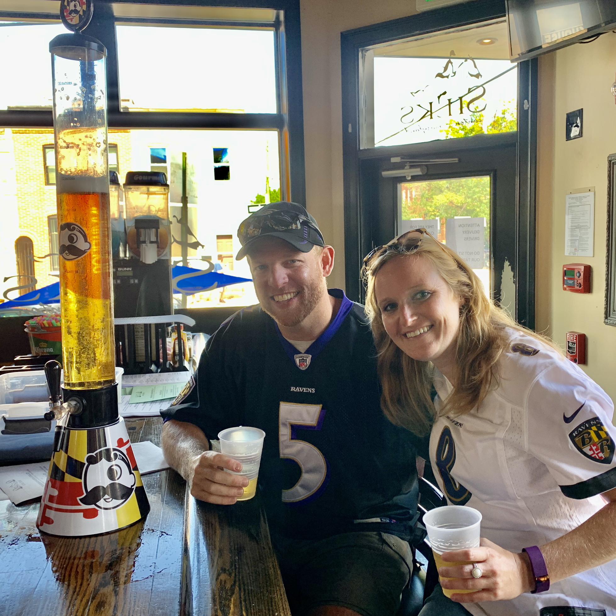 First time watching the Ravens play together in Canton at Silks. That’s a lot of Natty Boh! September 13, 2020.