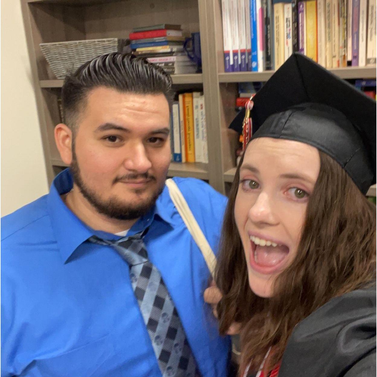 Noah supporting Morgan at her college graduation