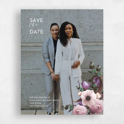 Purple Wedding Save the Date - Camellia Portrait