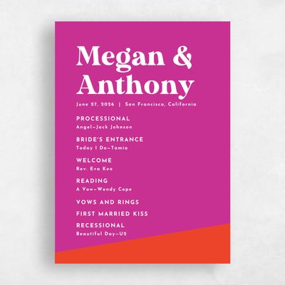 Fuchsia, Pink Wedding Program - Zesty
