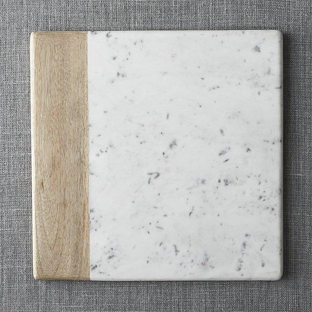 Wood Marble Square Platter