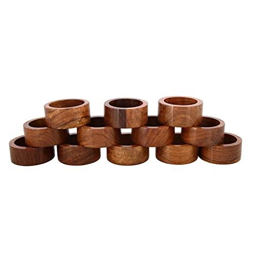 Artique Mind & Creation Handmade Wood Napkin Ring Set with 12 Napkin Rings - Artisan Crafted in India (Pack of 12)