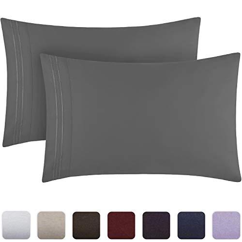 Mellanni Luxury Pillowcase Set - Brushed Microfiber 1800 Bedding - Wrinkle, Fade, Stain Resistant - Hypoallergenic (Set of 2 Standard Size, Gray)