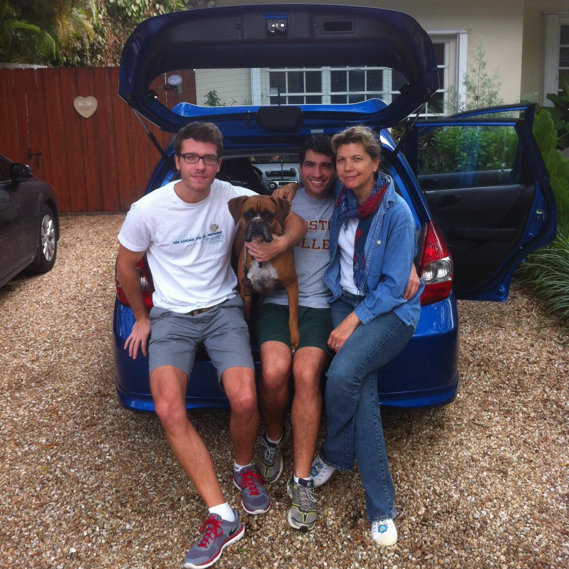 Francisco, dog Sukha, brother Nicholas, mother Solveig