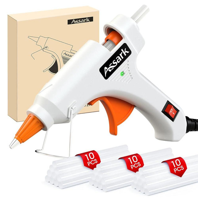 Hot Glue Gun Kit with 30 Glue Sticks(130mm x 7mm), Fast Preheating Hot Melt, High Temp for School Crafts DIY Arts and Quick Home Repairs,20W