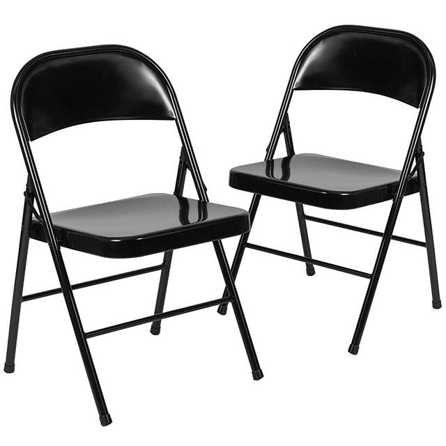 Flash Furniture 2 Pk. HERCULES Series Double Braced Black Metal Folding Chair