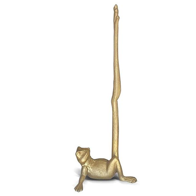 Gold Frog Paper Towel Holder or Toilet Paper Holder for Floor or Countertop That’s Unique by Wallcharmers
