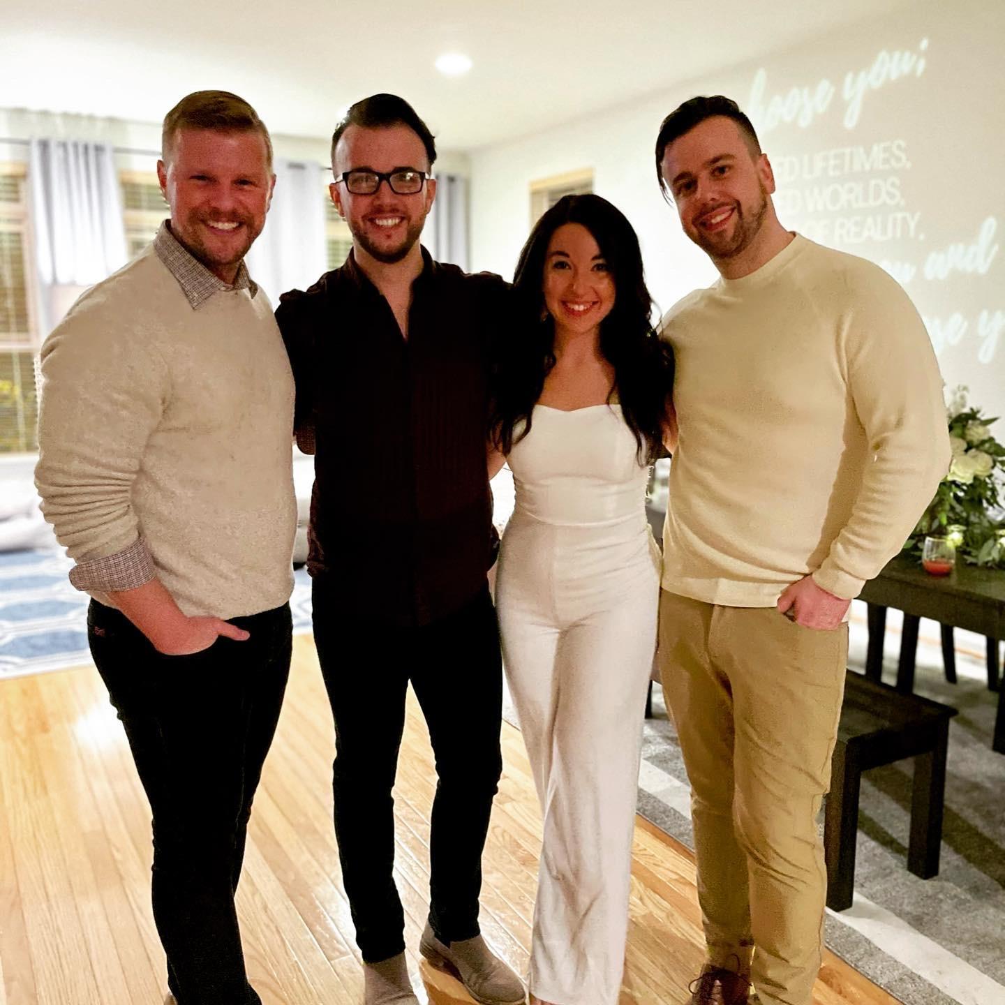 Erich and his best friends at the Engagement Party. Best Man, Brad [pictured left], came all the way from Kansas!