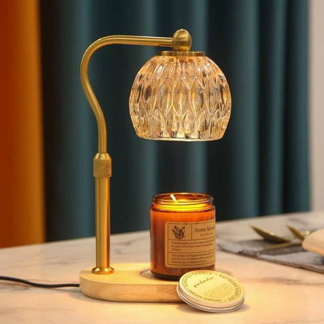 Candle Warmer Lamp,Fozanski Vintage Crystal Candle Wax Warmer with Dimmer,Hight/Heat Adjustable,1-5H Timer,Safe Light Warmer for Jar Candle No Flame Scented Candle Warmer with 2 Bulbs,Home Decration