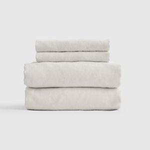 European Linen Sheet Set (Queen, With Flat Sheet, Color Sand)