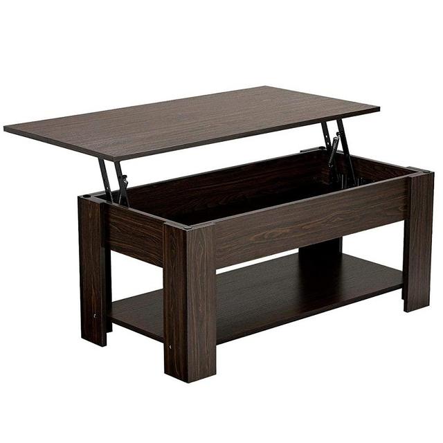 YAHEETECH Lift Top Coffee Table with Hidden Compartment and Storage Shelf, Rising Tabletop for Living Room Reception Room, 38.6in L