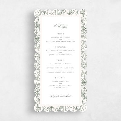 Green Scalloped Wedding Menu - Corentine