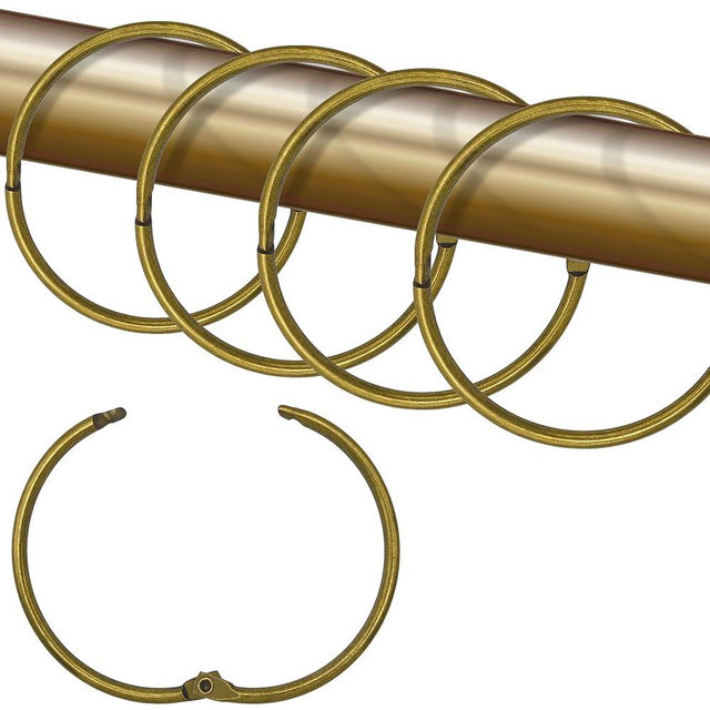 Shower Curtain Hooks Rings,24 Pcs Rustproof Metal Shower Hooks for Shower Curtain,Glide Smoothly Round Shower Rings for Curtain,Shower Curtain Rings for Bathroom Shower Rod,Snap Joint Design (Bronze)