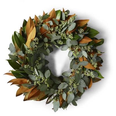 Magnolia and Seeded Eucalyptus Wreath, 20"