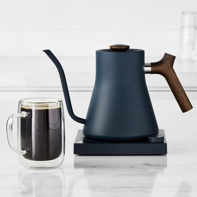 Fellow Stagg EKG Electric Kettle, Stone Blue with Walnut Wood Handles