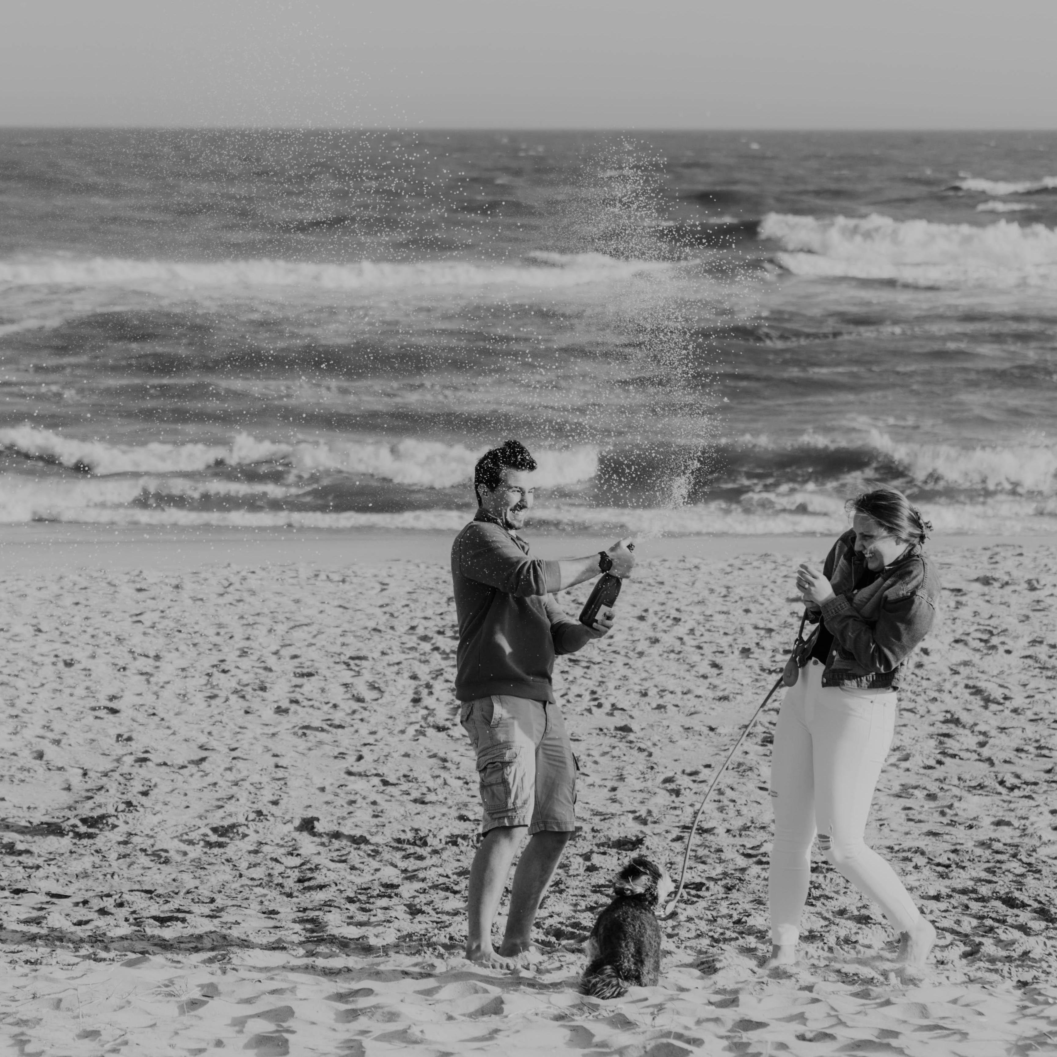 Right after Nicole said "YES" --- her sister popped out with a bottle of champagne.