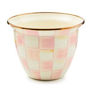 Enamel Check Large Flower Pot