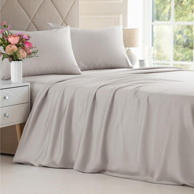 Bamboo Sheets King Size - Cooling Sheets King - 100% Bamboo Derived From Rayon - Deep Pocket Bamboo Sheets - Luxury King Bamboo Sheet Set - Super Soft Bamboo Sheets - King Bamboo Sheet Set, Light Grey
