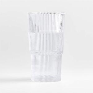 Atwell Stackable Textured Ribbed Tall Clear Glasses