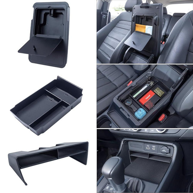PIMCAR 3-Piece Center Console Organizer Set for 2023-2025 2026 Honda CR-V & CR-V Hybrid - Custom Fit Armrest Tray, Console Tray and Hidden Storage Box, Durable ABS Car Accessories