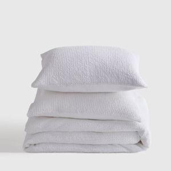 Organic Luxe Waffle Duvet Cover Set in White