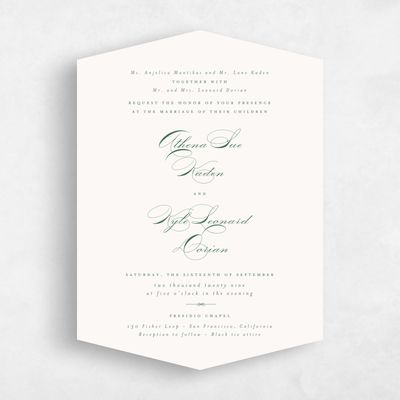Hunter, Green Wedding Invitation - Perseus Portrait