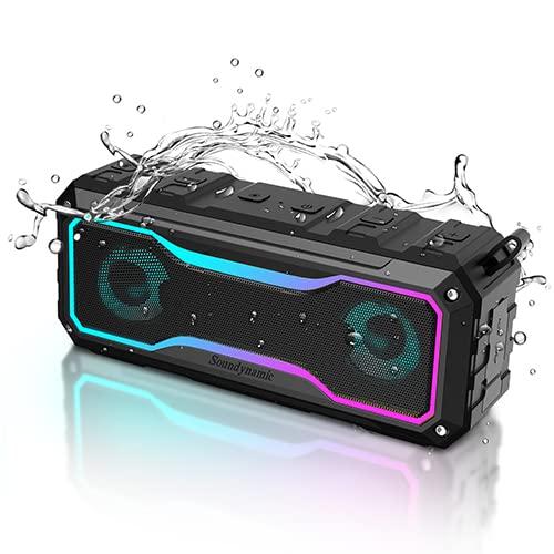 Portable Bluetooth Speaker, Soundynamic Twinkle Wireless Bluetooth Speaker with Rich Bass, IPX7 Waterproof, True Wireless Stereo Pairing, Mixed Colors Lights, APP Control for Outdoor - Black