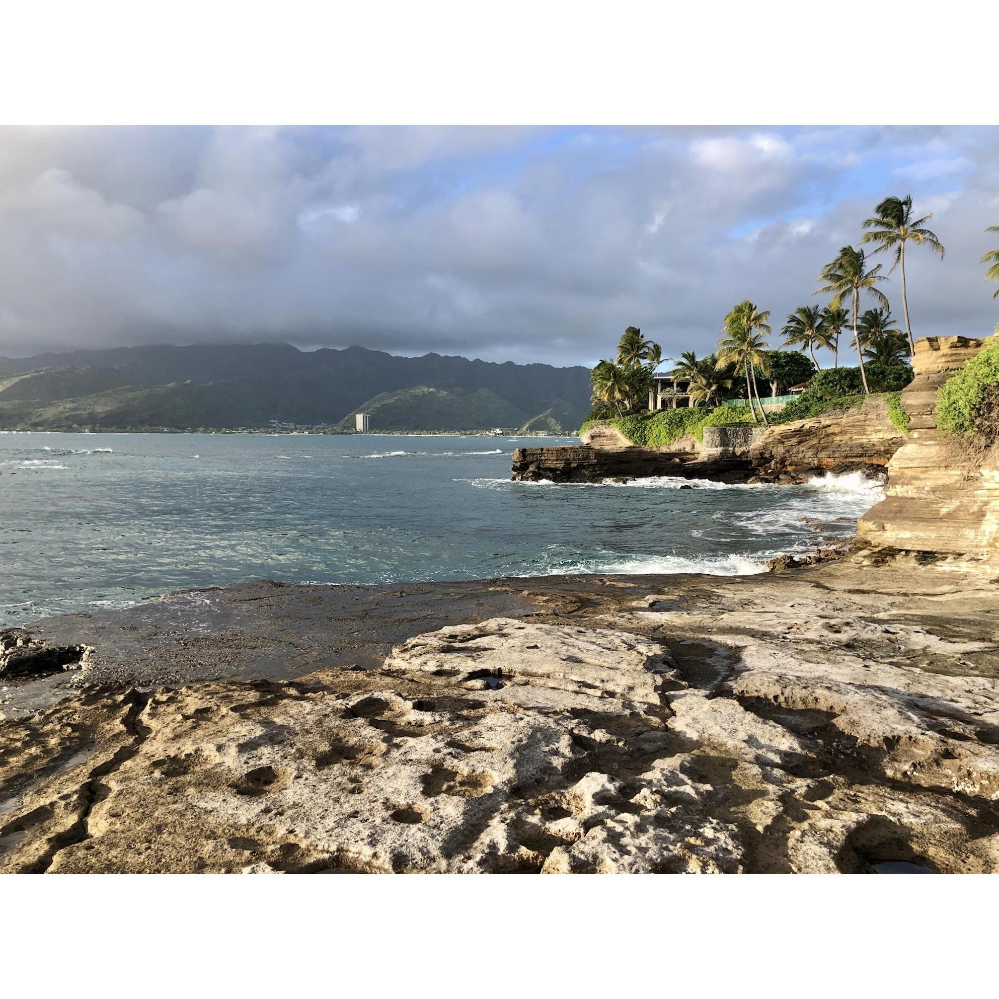 The first island we visited on our Hawaii honeymoon was O'ahu, We were there for only a few days and visited a place called the "China Walls," which is a cliff overlooking the pacific ocean.