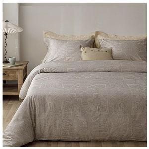 HeimenAogo Egyptian Cotton Duvet Cover Queen Size Sateen Weave, Silky Soft Boho Duvet Cover Zipper Closure, Long Staple Cotton Bed Linen Boteh Damask Medallion Paisley 3Pcs