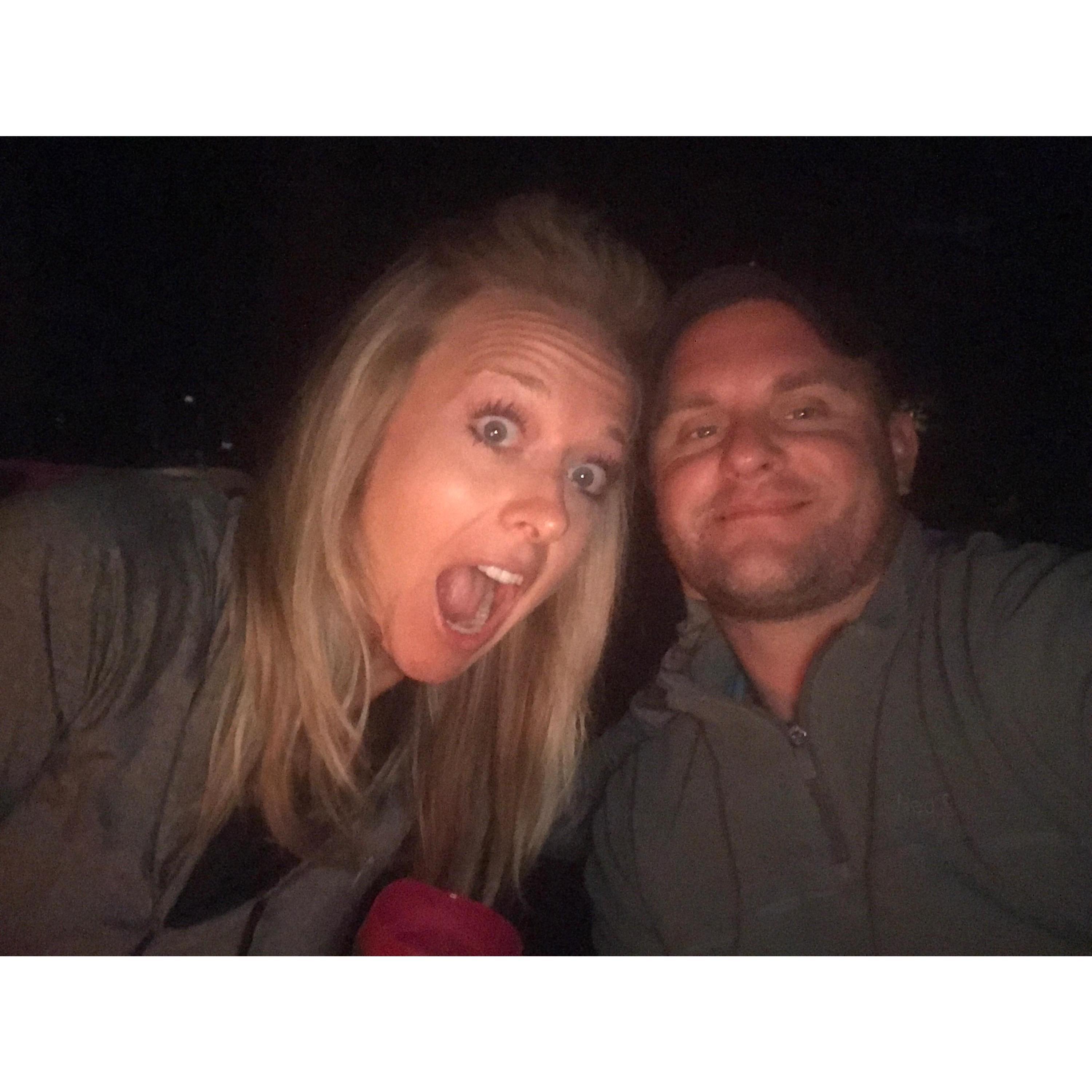 Surprise face that Matt actually went camping! First nights bonfire! @ Traverse City State Park