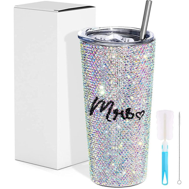 Bling Diamond Mrs Tumble Mrs Cup Bridal Insulated Tumbler with Reusable Straw Bride Tumbler Miss to Mrs Gift Bride Gift Maid of Honor Tumbler for Bridal Shower Gift Valentines (20 Oz, AB Color)