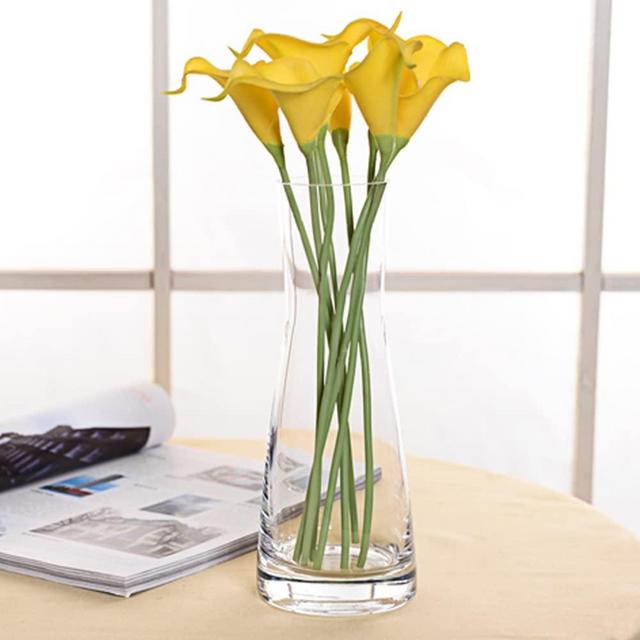 Aoderun Flower Vase for Decor 10" Clear Glass Vase for Centerpieces Large Vases for Flowers Dried Flower Home Decor Living Room Kitchen Office Wedding(Clear)