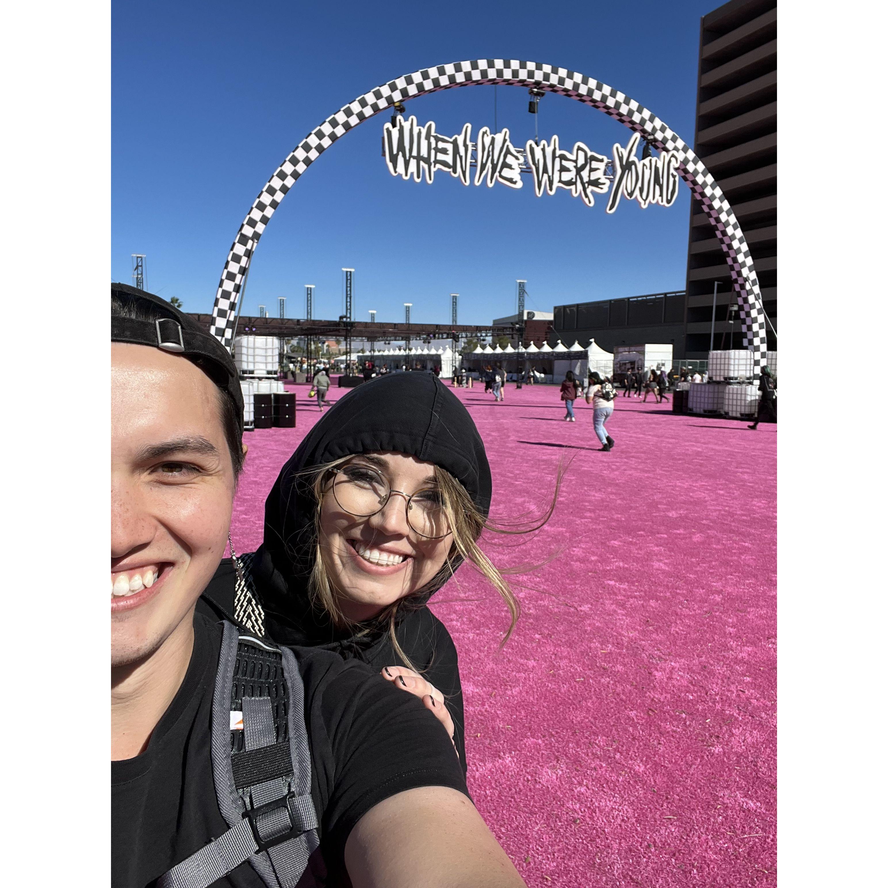 We love to travel, and one of our favorite memories was listening to emo music at the when we were young festival in 2022.