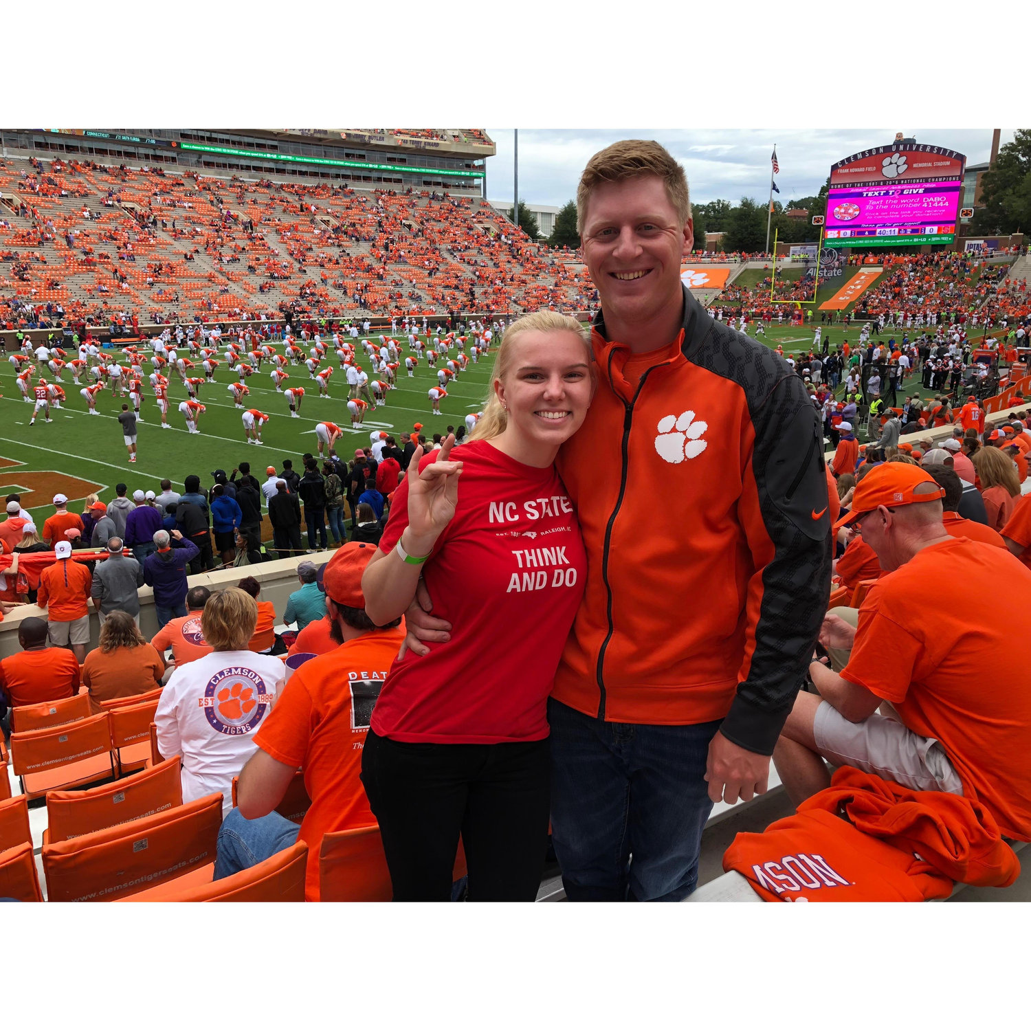 We met about 5 months after graduating from college and talked a lot about our college experiences on the first date.