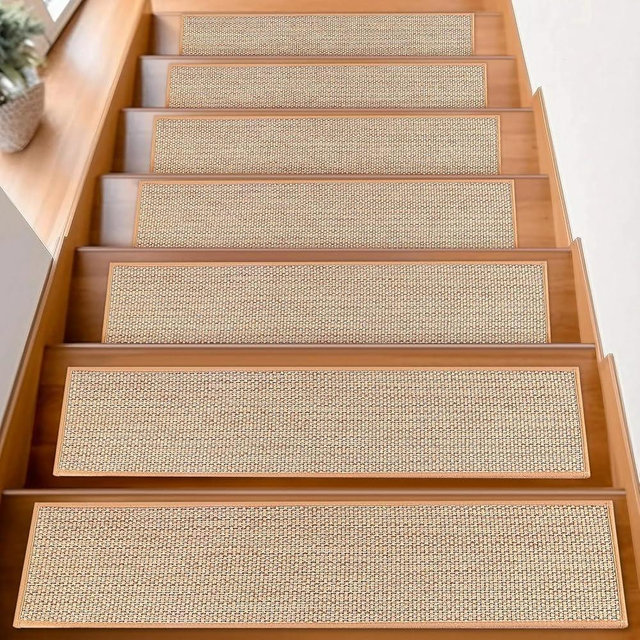FlowaFoli Stair Treads for Wooden Steps Indoor,8" X 30" (15 in Pack) Carpet Stair Treads for Wood Stairs, Machine Washable Stair Runners for Kids Elders and Pets,Beige
