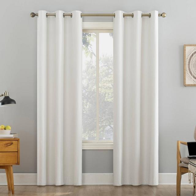 84"x40" Liam Heathered Striped Thermal Extreme 100% Blackout Grommet Curtain Panel Pearl - Sun Zero