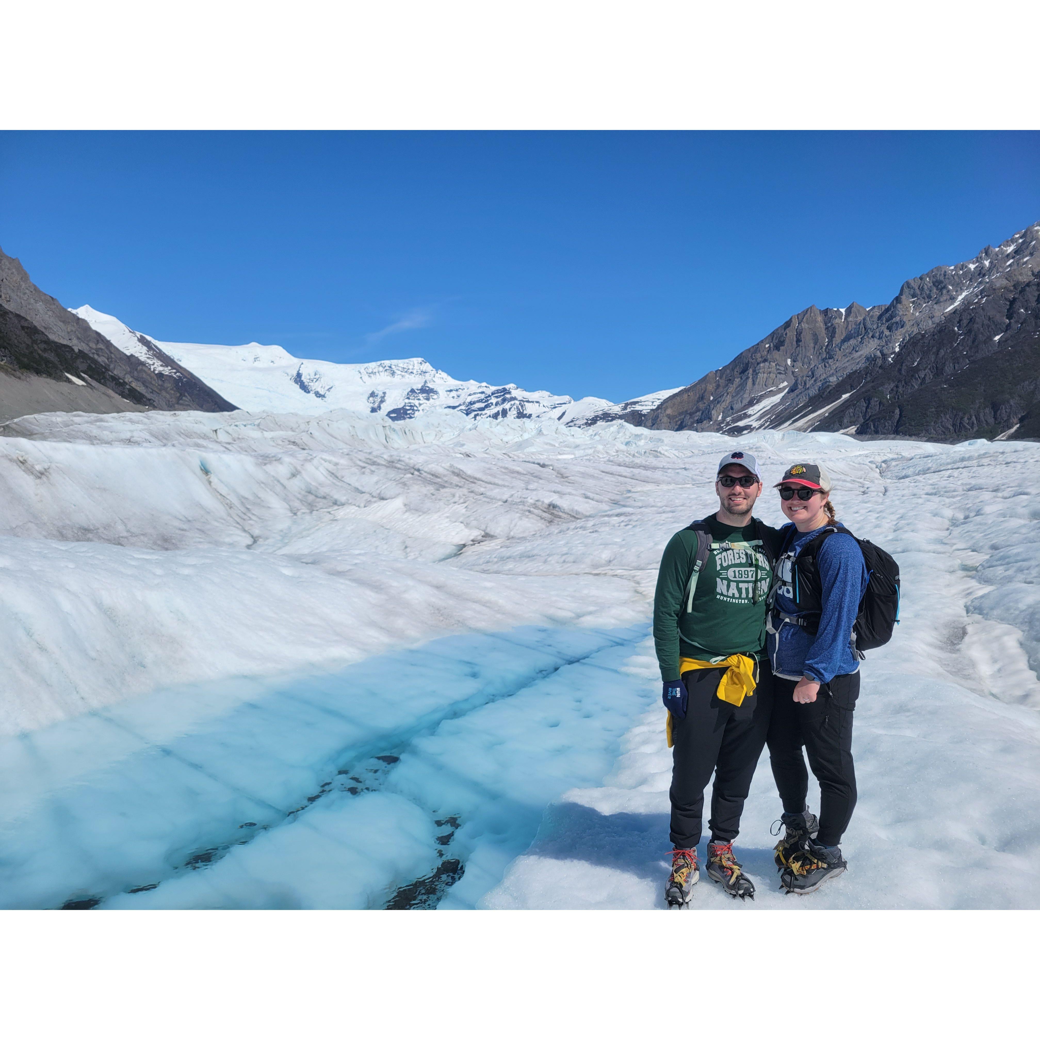 Hiking on a glacier at Wrangell-St. Elias National Park