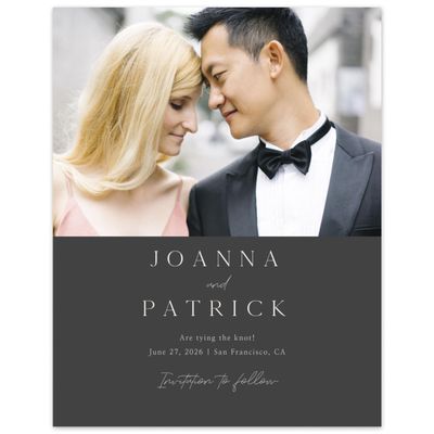 Dark Charcoal, Grey Wedding Digital Save the Date - Sivas Photo