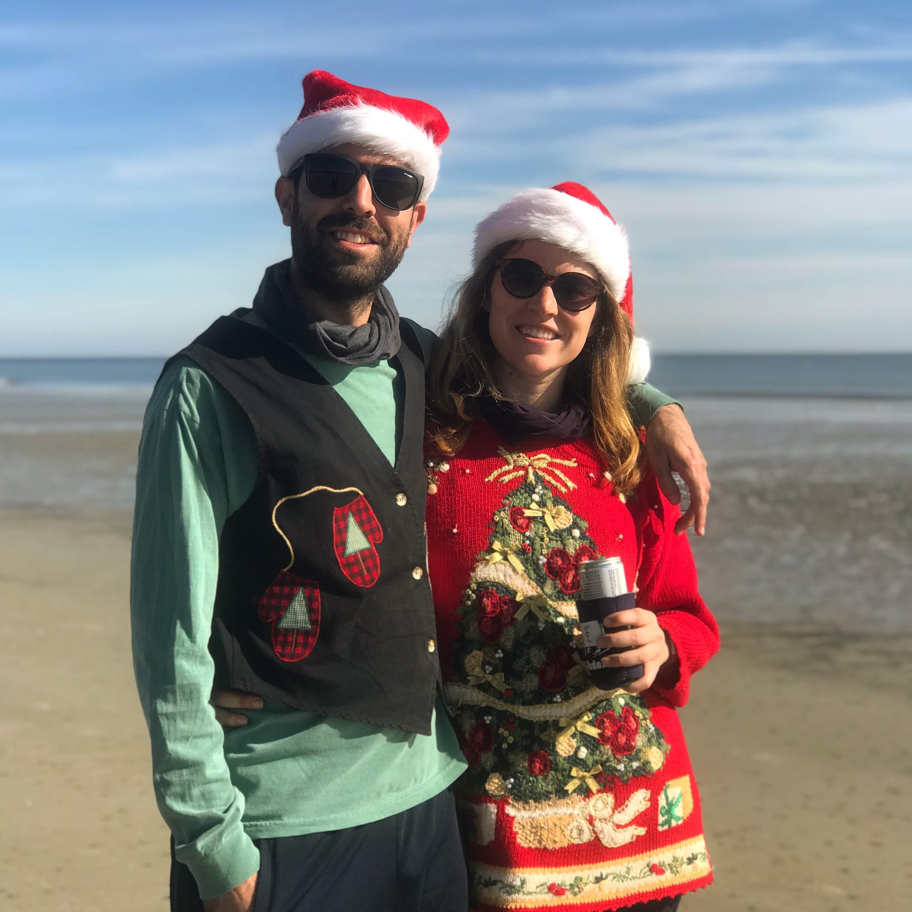 Celebrating Christmas in Hilton Head with ugly sweaters and hangouts on the beach