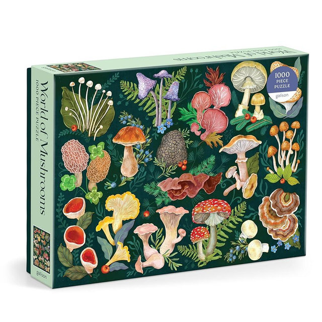 Galison World of Mushrooms – 1000 Piece Jigsaw Puzzle Featuring Beautiful Painted Artwork of A Mushroom and Fungi Collection