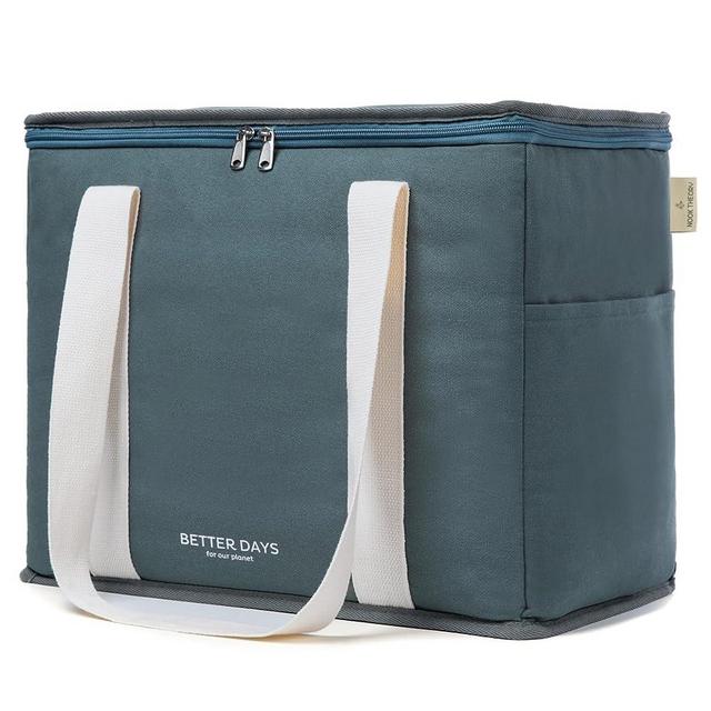Reusable Insulated Grocery Bag - Zippered Top, Leak Proof, Large Insulated Cooler Bag, Insulated Shopping Bags for Groceries, Travel Cooler Bag for Frozen and Hot Food, Cooler Bags (Coast)