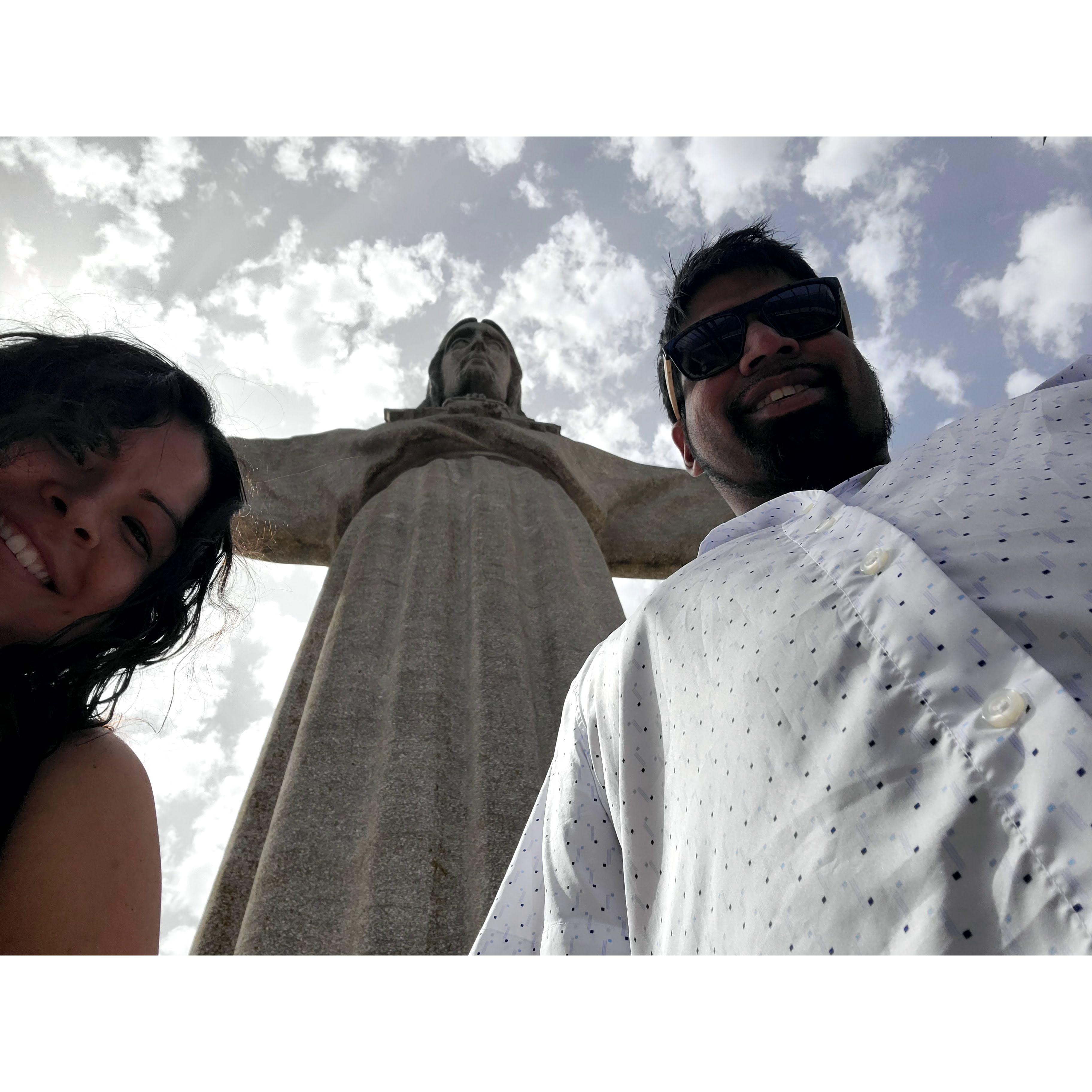 Visiting Cristo Rei and learning about Portugal from the Great Honorato.